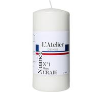 L'ATELIER DENIS-Bougie cylindrique taille L blanc craie L’Atelier de Denis - diamètre 6,8 x H 14,5 cm