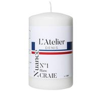 L'ATELIER DENIS-Bougie cylindrique taille S blanc craie L’Atelier de Denis - diamètre 6,8 x H 11 cm