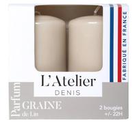 L'ATELIER DENIS-Bougies cylindriques beige parfum lin L’Atelier de Denis - L’étui de 2