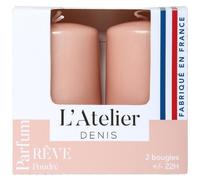 L'ATELIER DENIS-Bougies cylindriques rose parfum rêve poudré L’Atelier de Denis - L’étui de 2