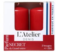 L'ATELIER DENIS-Bougies cylindriques rouge parfum secret de grand-mère L’Atelier de Denis - L’étui de 2