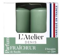L'ATELIER DENIS-Bougies cylindriques vert parfum fraîcheur basilic L’Atelier de Denis - L’étui de 2