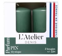 L'ATELIER DENIS-Bougies cylindriques vert parfum sapin L’Atelier de Denis - L’étui de 2