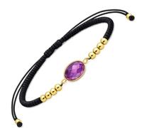 L'Atelier d'Eva Bracelet Améthyste Femme Ajustable - Bracelet Pierre Naturelle en Nylon, Cordon Réglable, Bijou Fin Élégant et Discret, Idée Cadeau Femme