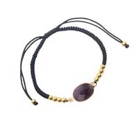 L'Atelier d'Eva Bracelet Amethyste, Pierre Naturelle, Lithothérapie, Pierre Naturelle, Femme bracelet ajustable noir réglable