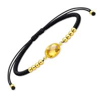 L'Atelier d'Eva Bracelet Citrine Femme Ajustable - Bracelet Pierre Naturelle en Nylon, Cordon Réglable, Bijou Fin Élégant et Discret, Idée Cadeau Femme