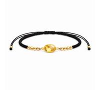 L'Atelier d'Eva Bracelet Citrine Femme - Pierre Naturelle de Lithothérapie - Bracelet Ajustable Noir Réglable