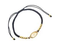 L'Atelier d'Eva Bracelet Citrine Pierre Naturelle, Lithothérapie, Femme bracelet ajustable noir réglable