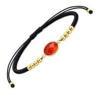 L'Atelier d'Eva Bracelet Cornaline Femme Ajustable - Bracelet Pierre Naturelle en Nylon, Cordon Réglable, Bijou Fin Élégant et Discret, Idée Cadeau Femme