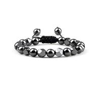 L'Atelier d'Eva Bracelet Hématite Ajustable Homme Femme - Bracelet Perles Naturelles, Perles Hématite, Bijou Élégant et Discret, Cadeau Homme Femme