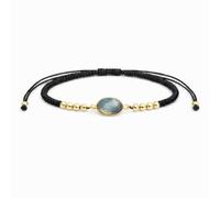 L'Atelier d'Eva Bracelet Labradorite Femme - Pierre Naturelle de Lithothérapie - Bracelet Ajustable Noir Réglable