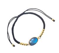 L'Atelier d'Eva Bracelet Labradorite, Pierre Naturelle, Lithothérapie, Femme bracelet ajustable noir réglable