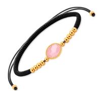 L'Atelier d'Eva Bracelet Quartz Rose Ajustable - Pierre Naturelle Véritable - Bracelet Lithothérapie - Cordon Réglable en Nylon - Bijou Élégant - Cadeau Femme