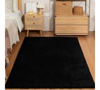 Latepis Tapis 120x180 cm Noir Moelleux Doux Salon Chambre Enfant Lavable Tapis Rectangulaire Antidérapant