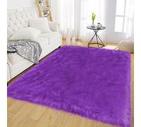 Latepis Tapis à poils longs en fausse fourrure pelucheuse lavable en machine pour chambre à coucher, salon, bureau, dortoir, décoration d'intérieur, 1,2 x 1,8 m, violet