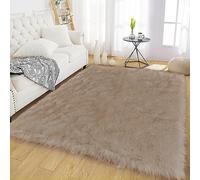 Latepis Tapis Beige 120x180 cm en Fausse Fourrure pour Salon Canapé Décoration Brun Clair Tapis Moelleux Lavable pour Chambre à Coucher Shaggy