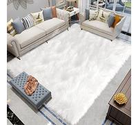 Latepis Tapis Blanc 200x300 cm Tapis de Salon en Peau de Mouton Tapis Géant en Fausse Fourrure Lavable Shaggy pour Chambre à Coucher