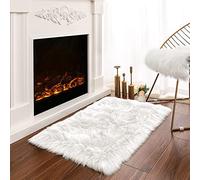 Latepis Tapis Blanc 60x90 cm Tapis Doux en Fausse Fourrure Blanc Petit Tapis Flauschig pour Couloir Lavable Shaggy Tapis Doux Décoration de Chambre