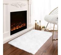 Latepis Tapis Blanc Doux Chambre Moelleux 60x90 cm Fausse Fourrure Salon Petit Tapis Descente de Lit Lavable Poil Ras Rectangulaire
