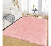 Latepis Tapis Chambre à Coucher 120x180 cm Rose Tapis Peau de Mouton Doux Fausse Fourrure Salon Moelleux Pelucheux Imitation de Fourrure