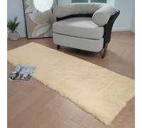 Latepis Tapis Chambre Beige 60x180 cm Doux Descente de Lit Moelleux Tapis Fausse Fourrure Salon Lavable Poil Ras Rectangulaire