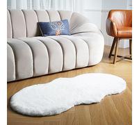 Latepis Tapis Chambre Blanc 60x120 cm Doux Moelleux Descente de Lit Tapis Salon Fausse Fourrure Lavable Poil Ras