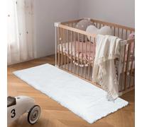 Latepis Tapis Chambre Blanc 60x180 cm Doux Descente de Lit Moelleux Tapis Fausse Fourrure Salon Lavable Poil Ras Rectangulaire