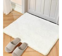 Latepis Tapis Chambre Blanc Doux Moelleux 60x90 cm Enfant Petit Tapis Salon Descente de Lit Bain Poil Ras Lavable Antidérapant