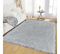 Latepis Tapis de Couloir 150x200 cm Gris en Peau de Mouton en Fausse Fourrure Tapis Lavable pour Salon Couloir Shaggy Tapis Lavables Régionaux