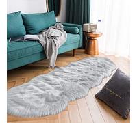 Latepis Tapis de couloir à poils longs en fausse fourrure de mouton pour chambre à coucher, chevet, tapis pelucheux pour salon, décoration d'intérieur - Gris - 61 x 152 cm