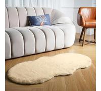 Latepis Tapis Doux Chambre Beige 60x120 cm Salon Moelleux Tapis Fausse Fourrure Descente de Lit Lavable Poil Ras