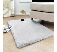 Latepis Tapis Doux Chambre Gris 60x90 cm Fausse Fourrure Salon Petit Tapis Descente de Lit Lavable Poil Ras Rectangulaire