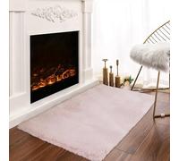 Latepis Tapis Doux Chambre Rose 60x90 cm Fausse Fourrure Salon Petit Tapis Descente de Lit Lavable Poil Ras Rectangulaire