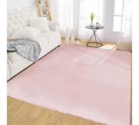 Latepis Tapis Doux Moelleux Salon 120x180 cm Rose Chambre Fille Fausse Fourrure Tapis Descente de Lit Lavable Poil Ras Rectangulaire