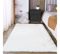 Latepis Tapis Fausse Fourrure Blanc Chambre 90x150 cm Doux Moelleux Tapis Descente de Lit Salon Lavable Poil Ras Rectangulaire