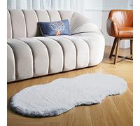 Latepis Tapis Gris Doux 60x120 cm Descente de Lit Chambre Tapis Salon Fausse Fourrure Moelleux Lavable Poil Ras
