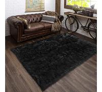 Latepis Tapis Moelleux 150x240 cm en Fausse Fourrure Noir pour Salon Chambre à Coucher Tapis Lavable à Poils Longs