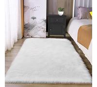 Latepis Tapis rectangulaire lavable en fausse peau de mouton pour chambre à coucher, salon, dortoir, décoration d'intérieur, blanc cassé, 0,9 x 1,2 m