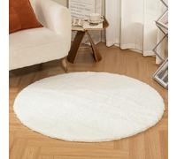 Latepis Tapis Rond 120 cm Blanc Chambre Enfant Tapis Salon de Bain Doux Lavable Tapis Moelleux Antidérapant