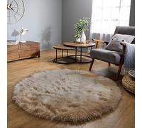 Latepis Tapis Rond 180 cm Beige Brun Clair Moelleux pour Salon Lavable pour Chambre à Coucher Salle à Manger Tapis en Fausse Fourrure à Poils Longs