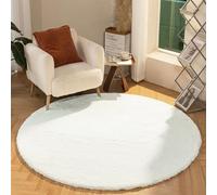 Latepis Tapis Rond 180 cm Blanc Doux Tapis Salon Chambre Moelleux Lavable Grand