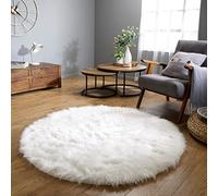 Latepis Tapis Rond 200 cm Tapis Blanc en Peau de Mouton en Fausse Fourrure Lavable pour Salon Grand Tapis Moelleux pour Chambre à Coucher Shaggy Chaud