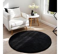 Latepis Tapis Rond 90 cm Doux Noir Chambre Enfant Tapis de Bain Petit Salon Lavable Moelleux Antidérapant