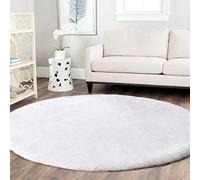 Latepis Tapis Rond Blanc 150 cm Moelleux Salon Doux Tapis Chambre Fausse Fourrure Lavable Poil Ras