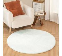 Latepis Tapis Rond Blanc Doux Chambre 90 cm Enfant Tapis de Bain Petit Salon Lavable Moelleux Antidérapant