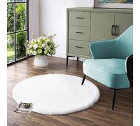 Latepis Tapis Rond Blanc Moelleux 120 cm Doux Fausse Fourrure Chambre Tapis Salon Petit Lavable Poil Ras