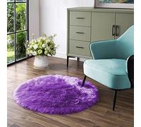 Latepis Tapis rond pour chambre, tapis duveteux et moelleux, lavable en machine, idéal pour salon, décoration intérieure - Violet, 0,9 m