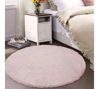 Latepis Tapis Rond Rose Doux 150 cm Moelleux Chambre Fille Tapis Salon Fausse Fourrure Lavable Poil Ras