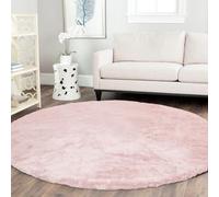 Latepis Tapis Rond Rose Fausse Fourrure 180 cm Doux Chambre Tapis Salon Descente de Lit Moelleux Grand Lavable Poil Ras