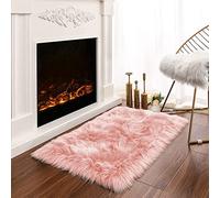 Latepis Tapis Rose 60x90 cm Moelleux Tapis en Peau de Mouton en Fausse Fourrure Petit Tapis Chambre à Coucher Chaud Tapis Doux Style Moderne